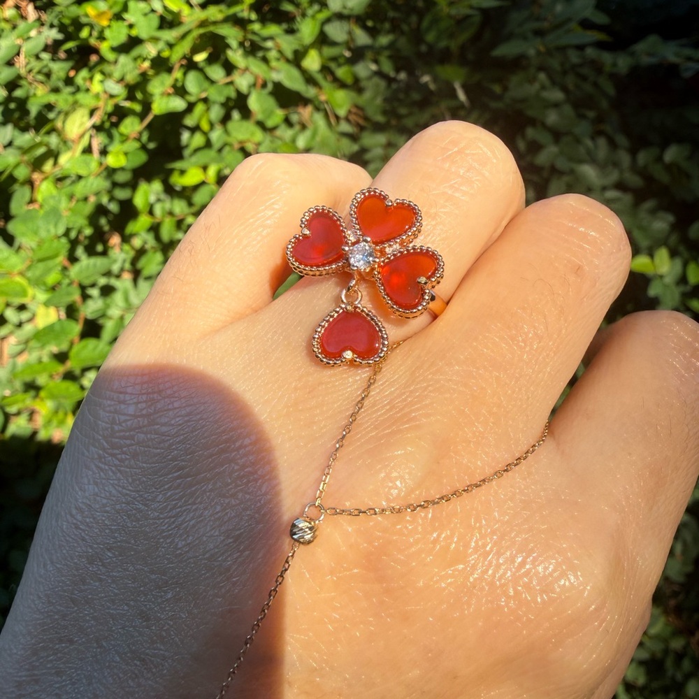 Red Stone Gold Plated Ring - Picture 8 of 9